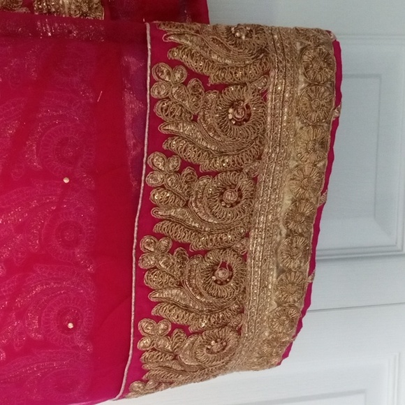 Blue and Pink Net Lehenga Choli Size 42 - Picture 5 of 5